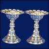 Silver Floral design Diyas (pair) - 40gms - Click here to View more details about this Product